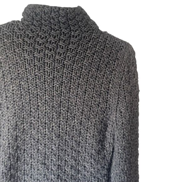 Moda International Y2k Large Metallic‎ Wool Blend Fisherman Chunky Knit Sweater - Picture 7 of 9